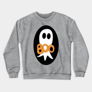 Cute Halloween ghost cartoon with BOO text Crewneck Sweatshirt